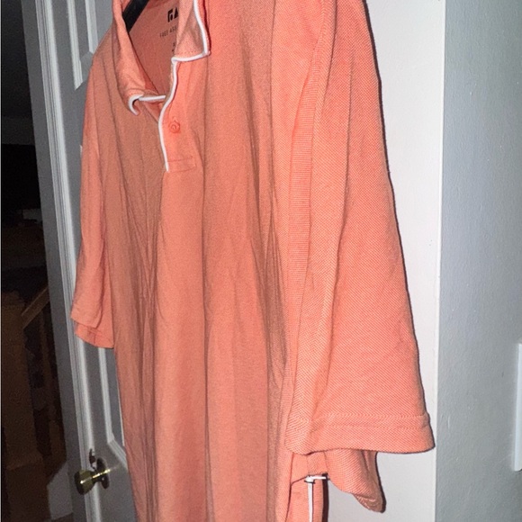 Free Assembly Men's XL Orange Piped Polo - Short Sleeve Collared Casual Top - Picture 4 of 10